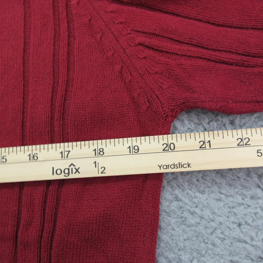 Saddlebred Men's Red Cable Knit V-Neck Long Sleeve Cotton‎ Sweater Med